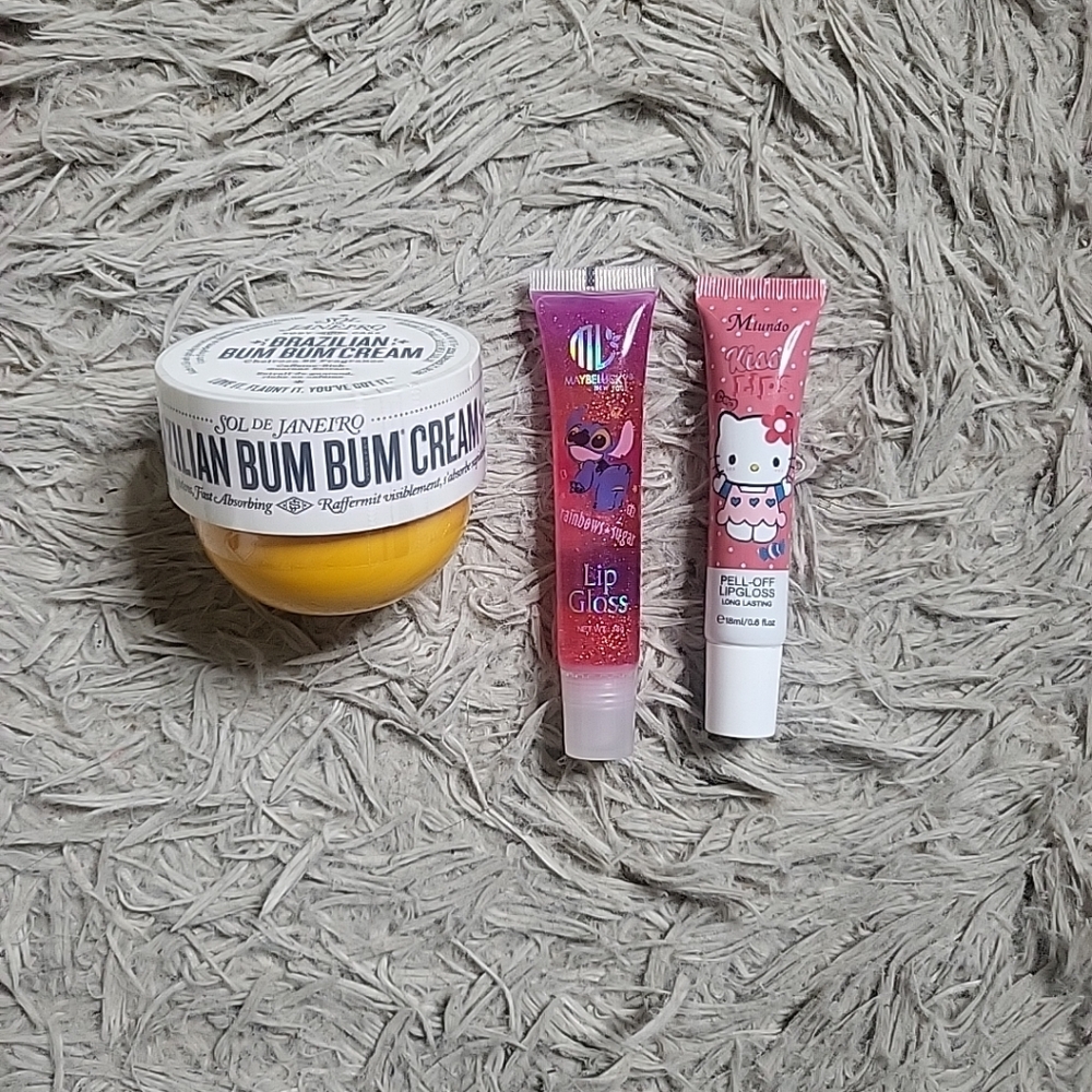 Beauty Bundle Sol De Janeiro Brazilian Bum Bum Cream Lips Lip Gloss Stitch ✨️💫